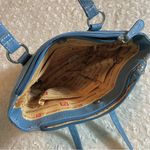 Stone Mountain Denim Blue Crinkle Leather Multiway Kaplan Tote Bag Photo 5