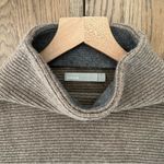 Vince Cashmere Wool Ribbed Funnel Neck Belted Sweater in Light Brown Size Small Photo 4