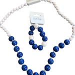 Charlie Paige NWT  Beaded Necklace and Bracelet Set Navy White Wood Beads Photo 0