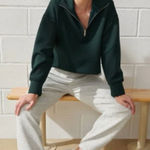 YPB Abercrombie & Fitch dark green half zip pullover Size L Photo 0