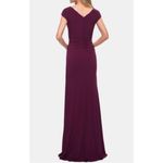 La Femme  Dark Berry Ruched Jersey Sheath Gown. Size 18. NWOT Photo 1