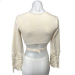 ZARA  Women's Cream Ecru Crochet Knit Boho Long Sleeve Cut Out Crop Top Size S Photo 3