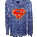 DC Comics Superman Lightweight Tunic High Low Sweater w/Glitter Logo Size Large Photo 0