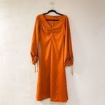 STAUD  Sofia Balloon Sleeve Midi Dress in Rust Orange Size 0 Photo 2