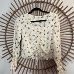 Urban Outfitters  Womens Cream Floral Cinched Top Longsleeve Cottagecore Sz S Photo 1