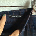 Loft  Women’s Marisa‎ Straight Career Casual Navy Brown Plaid Ankle Pants Size 8 Photo 2