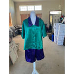 Victoria's Secret Women's Satin Pajama Set Green/Purple Size S Photo 1