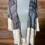 Orange Creek  Open Front Lace Fringe Long Sleeve
Cardigan Kimono Women's Size Sm Photo 0