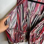 Vamp y2k Abstract Print Sleeveless Top Collared Tie Waist Red Purple L/L Size L Photo 4