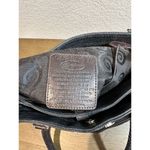 Brighton Leather Shoulder Purse 2 Compartments. Embossed Croc Skin. Blk/ Brown Photo 5