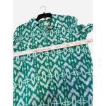 Chico's CHICO’S Green White Ikat Button Down Shirt 1 M 8 Boho Coastal Resort Travel Photo 4