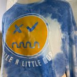 SheIn  Blue Tie-Dye Long Sleeve with Yellow Smile Graphic Photo 2