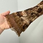 Panilli Y2K Goblincore Grunge Bratz Floral Brown Lace Trim Long Sleeve Blouse Photo 2