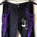 Tripp NYC Dark Street Lolita Gothic Lace Corset Pants Black Purple 29 NWT Photo 6