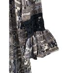 Voom By Joy Han Grey Blue Black Bell Sleeve Crochet Women's Med Dress Lagenlook Photo 1