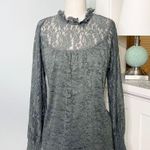 Cable & Gauge  Green Lace Mock Neck Blouse Long Sleeve Size Large Nwt Photo 1