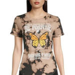 No Boundaries Junior Womens  Be Positive Bleach Dyed Tee Shirt - Sz S Photo 0