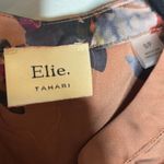 Elie Tahari  Small Pink Floral Hidden Button Front Cap Sleeve Shirt Satin Photo 3