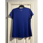 Under Armour Dri-Fit Shirt Large Blue Pink Logo V-Neck Short Sleeve Active Gym Photo 3