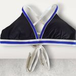 Nautica NWT Black/Blue Cross-Back Bikini Top Size Large Photo 0