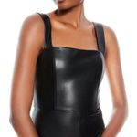 Alice + Olivia NWT  Avelina Vegan Leather Wide Leg Jumpsuit Size 4 Photo 3