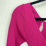 For Love & Lemons  Hot Pink Long Sleeve Cut Out Midi‎ Baddie Sparkle Dress XS Photo 9