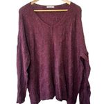 Staccato Maroon V-Neck Long Sleeve Light-Weight Oversized Sweater Women's Large Photo 0