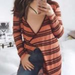 ZARA  Small Orange, Brown Stripe Metallic Knit Wrap Maxi Dress Photo 7