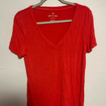 American Eagle  Outfitters Bright Burnt Orange V-Neck Tee Photo 0