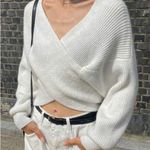Dazy Elegant White Wrap Sweater Size M Photo 2