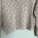 Nicole Miller Artelier  Tan Crochet Pullover V-Neck Sweater Size XL Photo 2