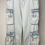 BLANK NYC  The Franklin Rib Cage Wide Leg Cargo Jeans Pants Women's 30 Light Wash Photo 0