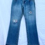Tommy Hilfiger  | Y2K LOW RISE STAR PATCH FLARE RAW HEM JEANS BLUE WASH SIZE 11 Photo 0