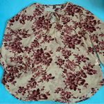SheIn Curve floral semi sheer blouse elastic at wrists puffy long sleeve size 4X Photo 2