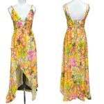 For Love & Lemons  Asymettric Madison Chiffon Dress Colorful Gown Cut Out NWT Photo 1