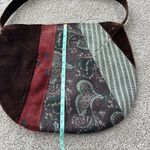 90s Vintage Oversized Hobo Shoulder Pag Purse Patchwork Boho Silk Velvet Large Brown Photo 9