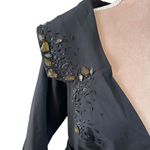 Tadashi Shoji Black Embellished Taffeta Blouse Evening Top Size 14 Photo 3