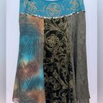 Vintage Havenbleu Mixed Media Beaded Jewel Tone Turquoise Gold & Brown Skirt M Blue Size M Photo 1