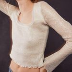 Free People Intimately Late Night Disco Sparkle Mesh Top Ivory Size Small Photo 0