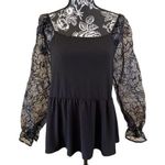 Maurice's Sheer Long Sleeve Blouse Floral Formal Career Workwear Photo 0