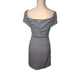 Hutch Off Shoulder Dress Size S Blue White Striped Knit Asymmetrical Nautical Photo 3