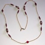 Casual Corner Gold Tone and Red Boho Beaded Necklace Photo 0
