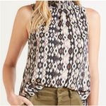 Roan + Ryan Diamond Print Sleeveless‎ Mock Neck Blouse Top Women Size Medium Black Photo 0