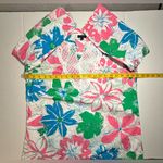 Talbots  Womens Bright Floral 3/4 Sleeve Popover Embroidered V-Neck‎ Top Medium Photo 2