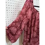 Michael Kors Paisley Print Off Shoulder Long Sleeve Blouse Top Burgundy Pink L Photo 1