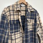 Princess Polly | Oversized Plaid Tan Navy Blue Button Up Shirt Jacket Shacket, 4 Photo 4
