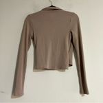 Abercrombie & Fitch Soft A&F Rugby Polo Plunge Wrap Ribbed Top Size Medium Tan Photo 2