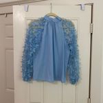 SheIn Tie Back Butterfly Sleeve Blouse in Blue Photo 2