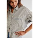We The Free Free People Oversized Happy Hour Oxford Button Down Shirt Large Preppy Stripes Photo 5