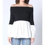 Gracia  Ruffle Bottom Shirt Off-Shoulder Knit Top Sz. S Photo 1